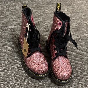 Dr. Martens Sparkly Pink Boots with Black Laces